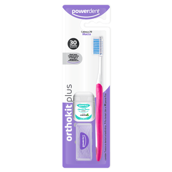 Kit ortodôntico de higiene oral Powerdent orthokit plus - Pacote com 6 un.