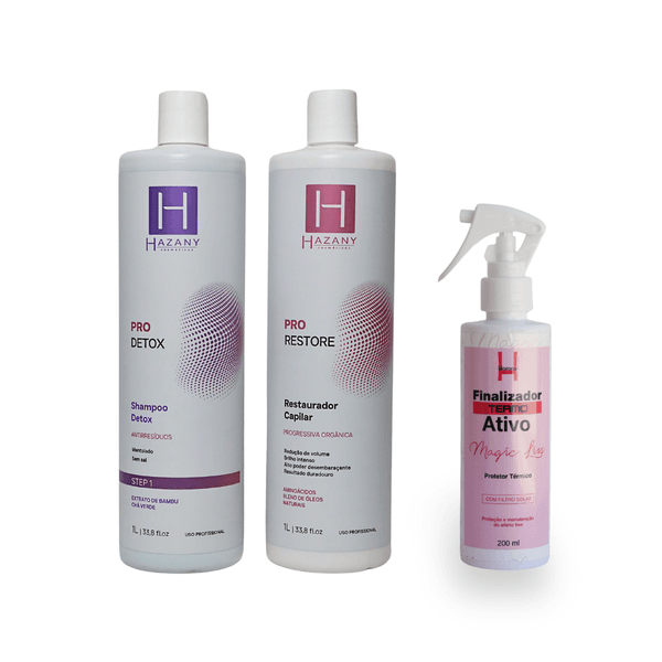  Kit Shampoo Detox 1L + Restaurador Tradicional 1L + Magic Liss 500ml