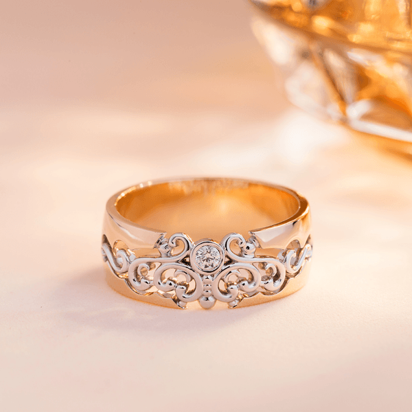  Alianças de Casamento Arabescos com Diamantes de 10 Pontos Glamour J&R