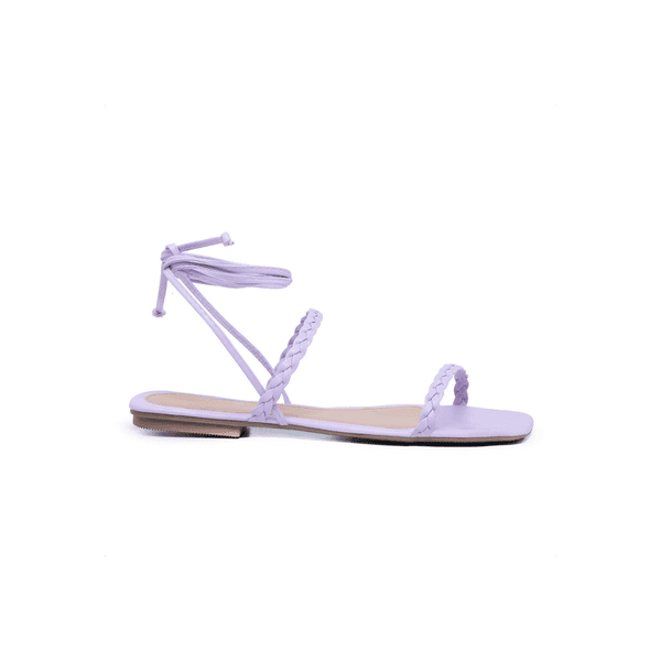 Sandália Rasteira Feminina Gabi Lavanda Trançada - Hella Shoes