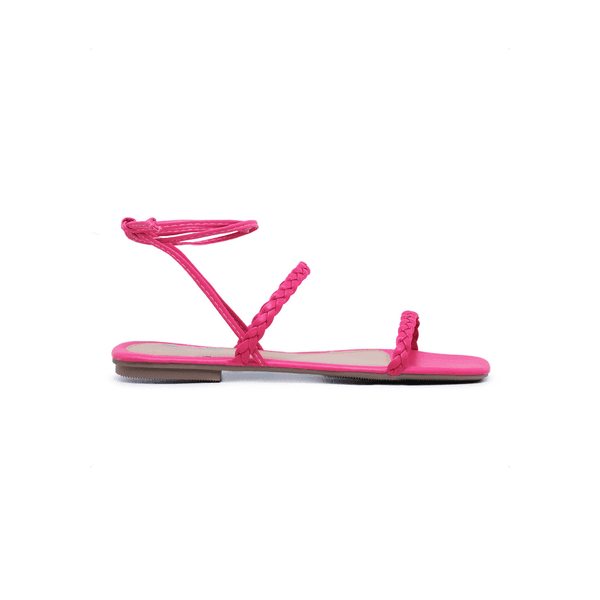 Sandália Rasteira Feminina Gabi Pink Trançada - Hella Shoes