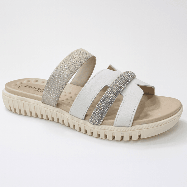 CHINELO FEMININO COMFORTFLEX 2445402 SLIDE TIRA EM COURO STRASS LANÇAMENTO