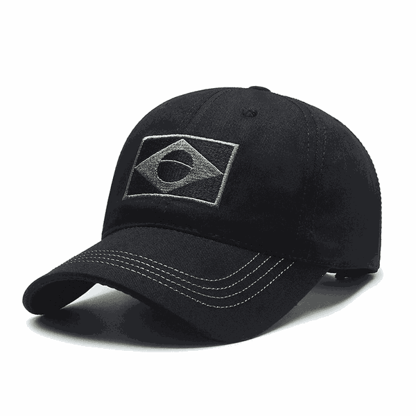 Boné Tático Militar Aba Curva - Bandeira Do Brasil - Preto