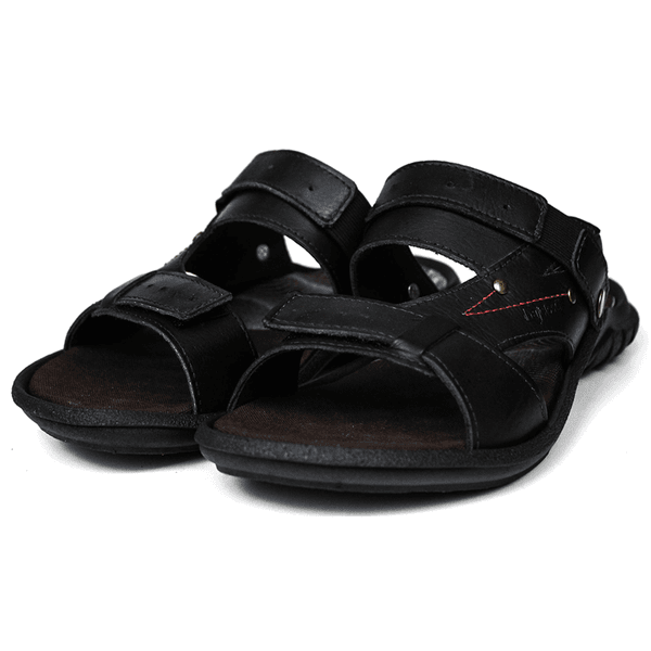 SANDÁLIAS DE COURO MASCULINA Ref.:1900 Preto - Cor: Preto