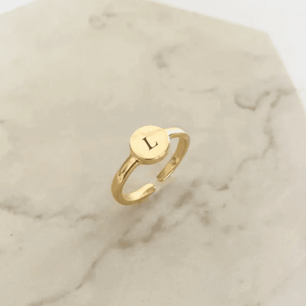 Anel Personalizável Redondo Regulável Banhado a Ouro 18k