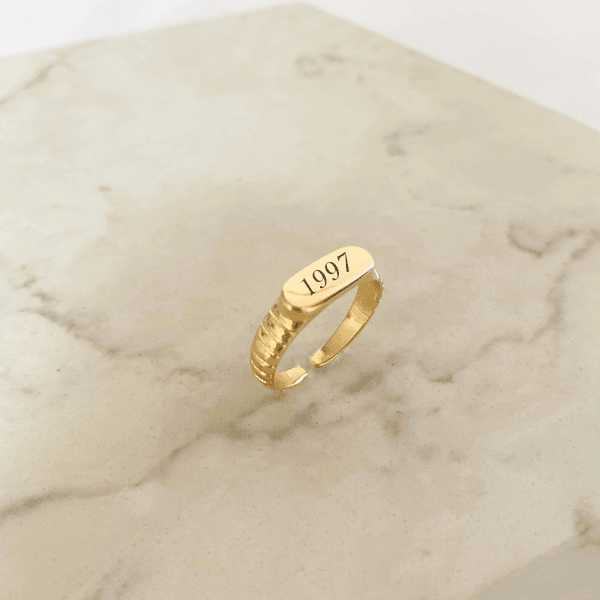 Anel Personalizável Vintage Regulável Banhado a Ouro 18k