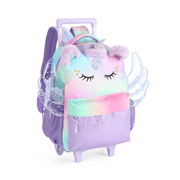 Mochila de Rodas e Costas Infantil Unicórnio Com Asas Violeta Up4you - Luxcel