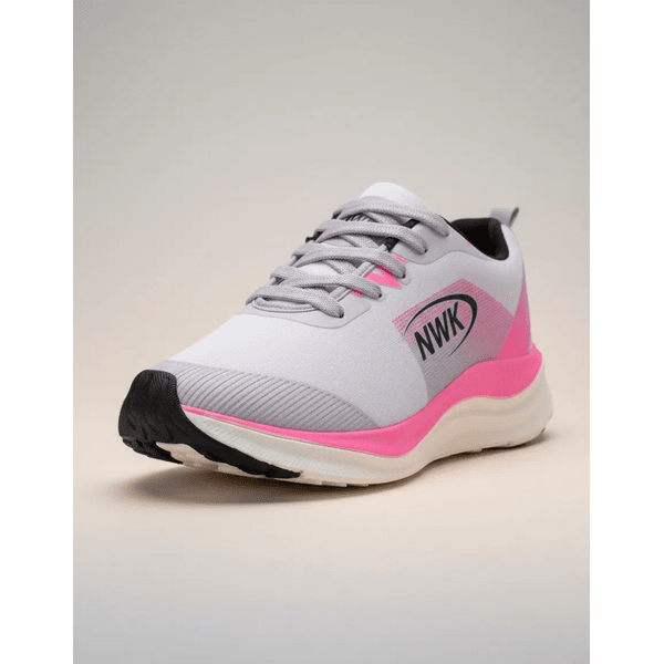 Tênis Esporte Corrida Leve Feminino Cinza Com Rosa Gym Academia Macio 