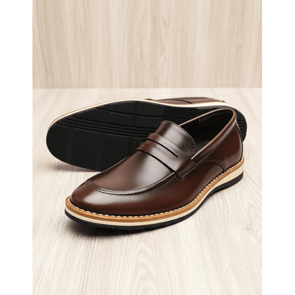 Sapato Social Masculino Confortável Macio Elegante Durável Esport Fino Oxford Mocassim Café