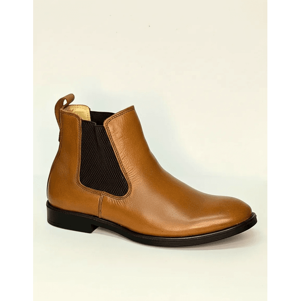 Bota Masculina Chelsea Forrada em Couro Confortável - Whisky