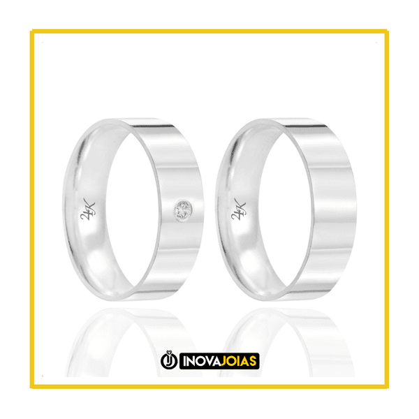 Par de Alianças de Prata 950- 24K04