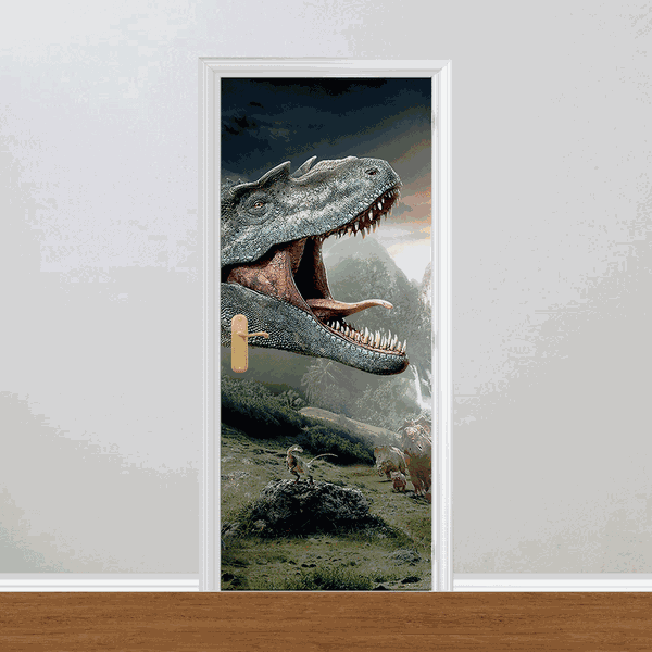 Adesivo para Porta - Dinossauros T-Rex