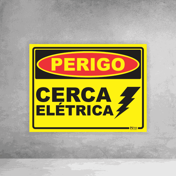 Placa de Sinalização - Perigo Cerca Elétrica