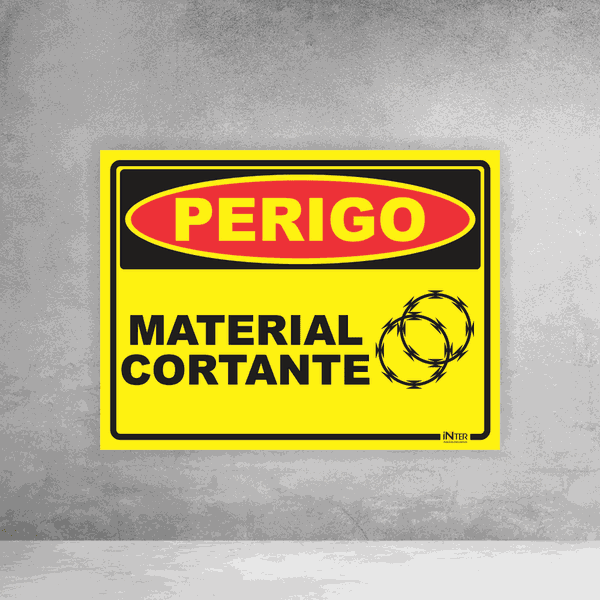 Placa de Sinalização - Perigo Material Cortante - Concertina