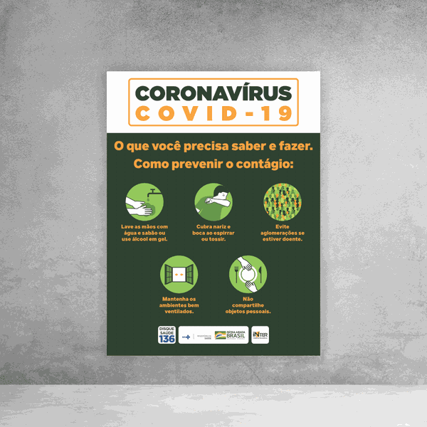 Placa de Sinalização - Coronavírus Prevenir o Contágio