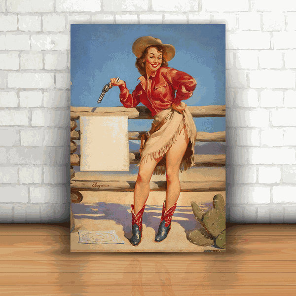 Placa Decorativa - Pin-up Cowgirl Armada