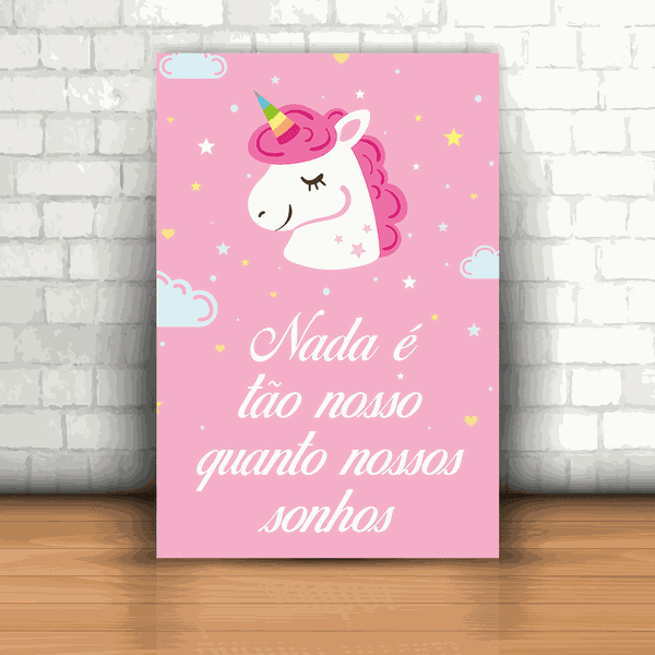 Placa Decorativa - Nossos Sonhos Unicórnio