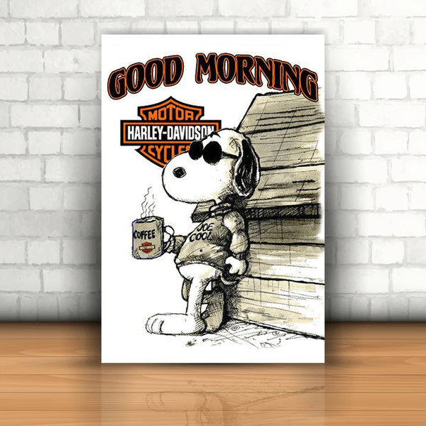 Placa Decorativa - Bom dia Snoopy Moto