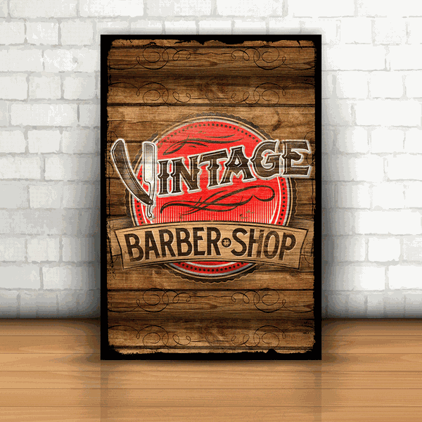 Placa Decorativa - Vintage Barber Shop