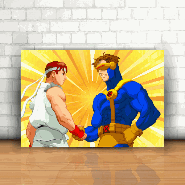 Placa Decorativa - X-Men vs Street Fighter