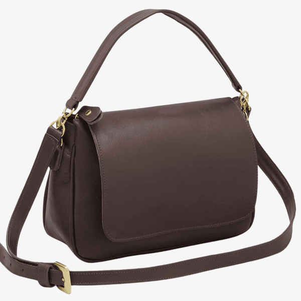 Bolsa Feminina de Couro Legítimo com Alça Transversal cor Café - 8601M