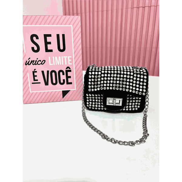 Bolsa Strass Preta 