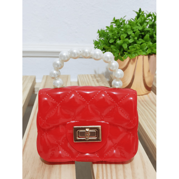 Bolsa Infantil Perolas Vermelha
