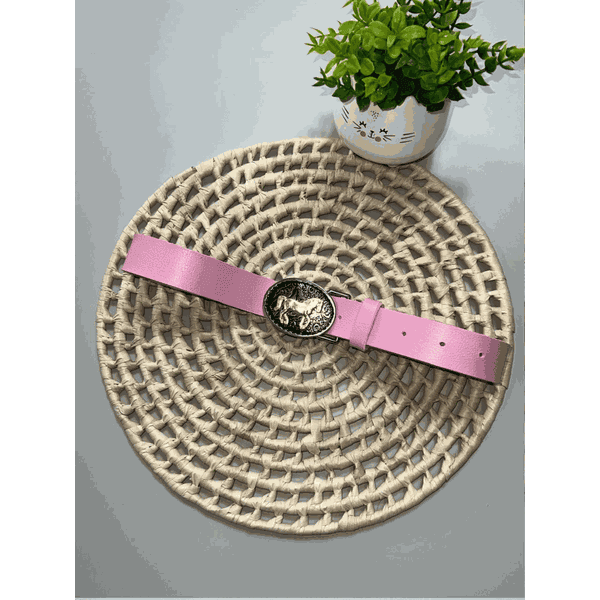 Cinto Fivela Cavalo Rosa