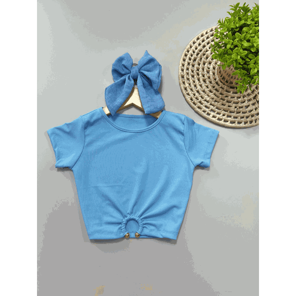 Blusa Cropped Argola Azul