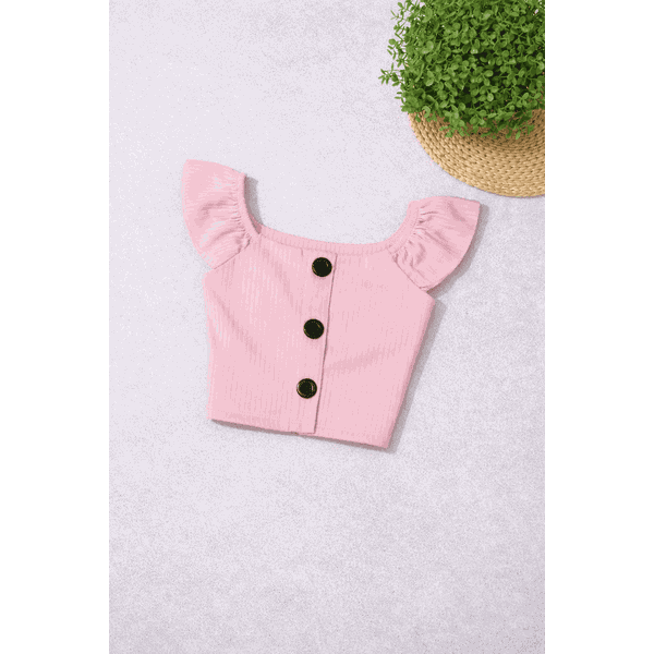 Cropped de Botão Rosa