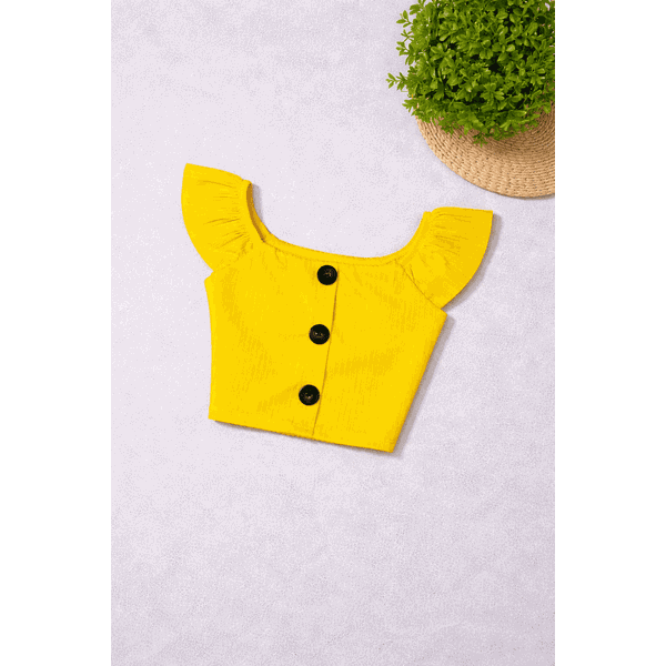 Cropped de Botão Amarela