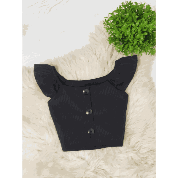 Cropped de Botão Preta