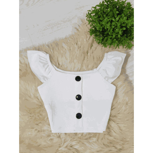 Cropped de Botão Branca