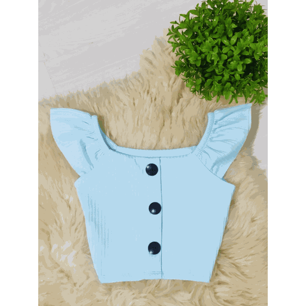 Cropped de Botão Azul