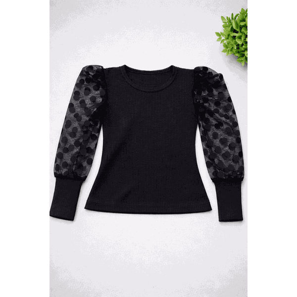 Blusa Manga Tule Preta