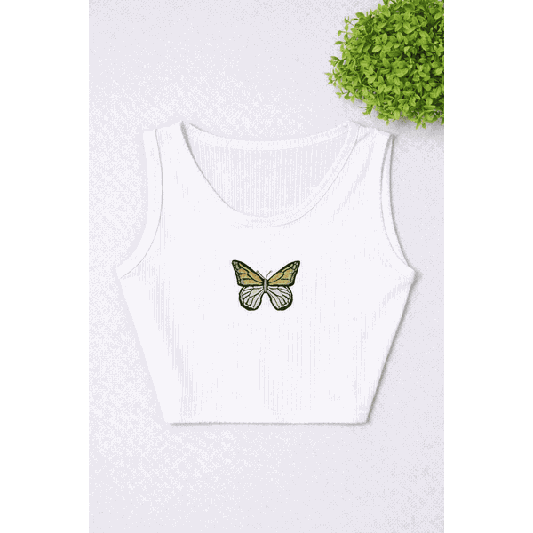 Cropped Juvenil borboleta Branca