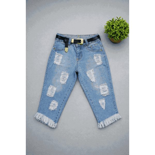 calça jeans infantil menina barra diagonal
