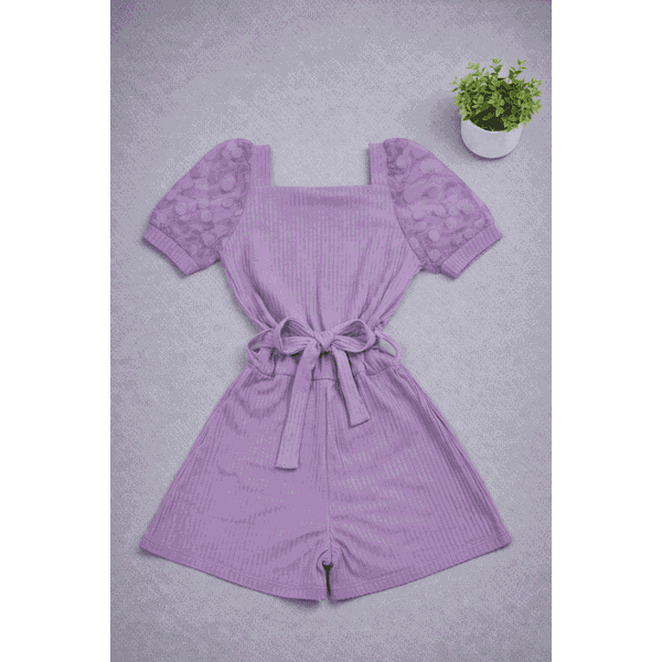 Macaquinho Manga Tule Roxo