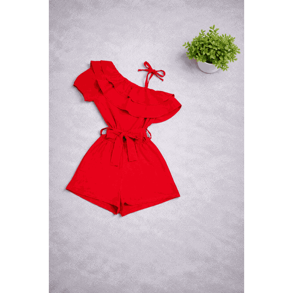 Macaquinho Babado Vermelho