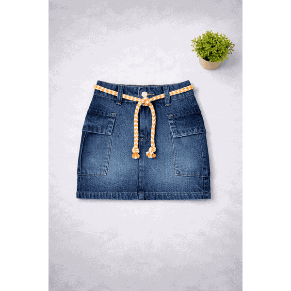 Saia Jeans escuro Destroyed