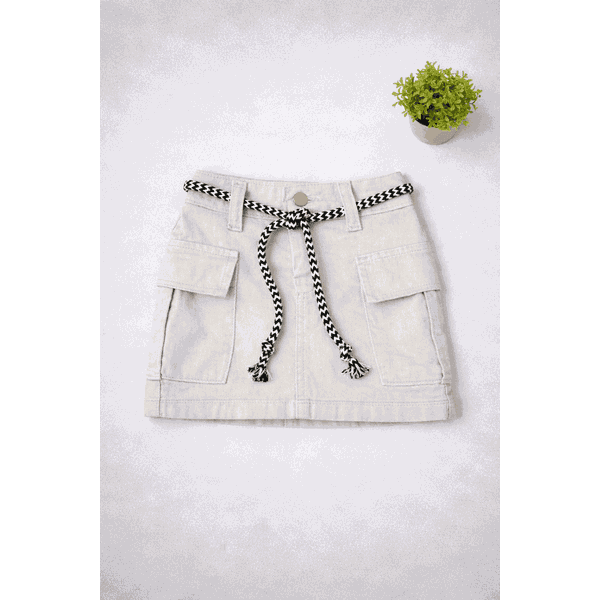 Saia Jeans Bege Destroyed