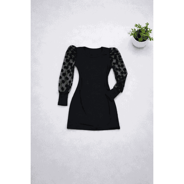 Vestido Manga Tule Bufante Longa