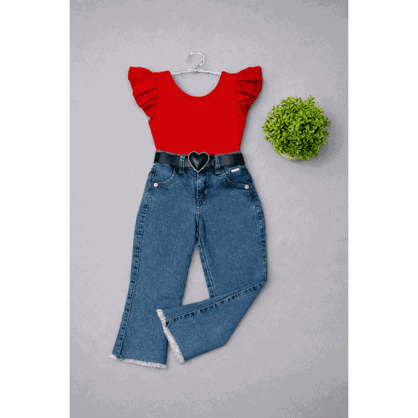 Conjunto Body Manga Curta + Calça Flare Lorena