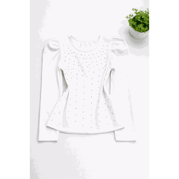 Blusa Brilho Manga Longa Branca