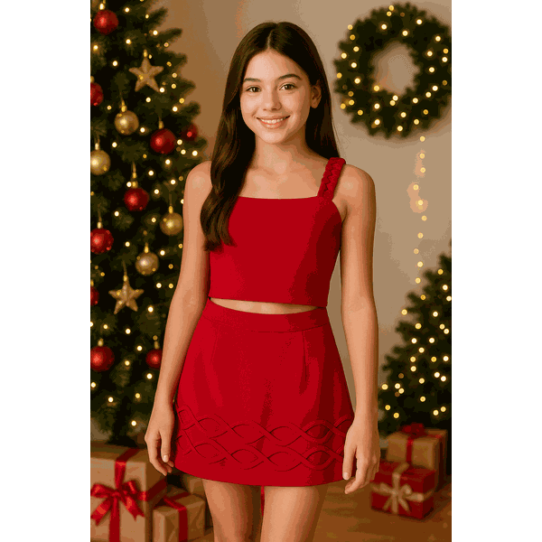 Conjunto Juvenil Natalino Vermelho