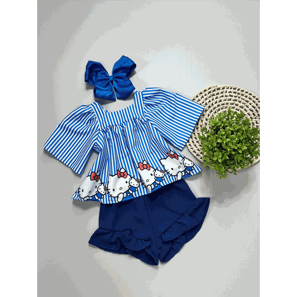 Conjunto Hello Kitty Bata Azul 