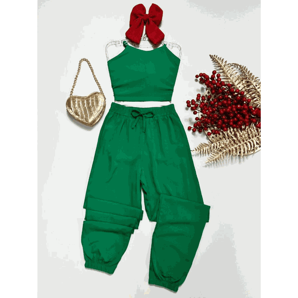 Conjunto Cropped E Calça Jogger Juvenil Verde