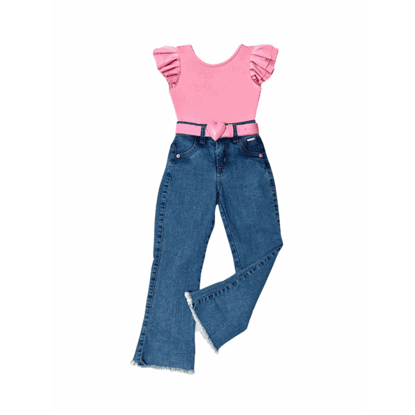 Conjunto Body Manga Curta + Calça Flare Lorena