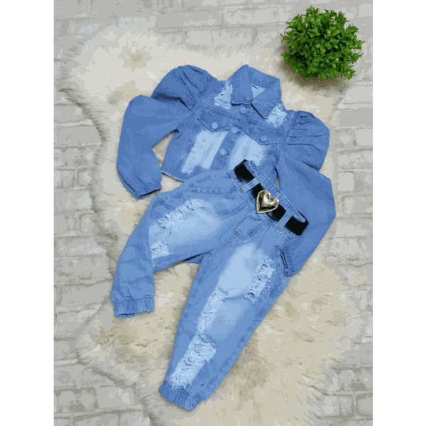 Conjunto Jaqueta Bufante + Calça jogger Jeans Lari 