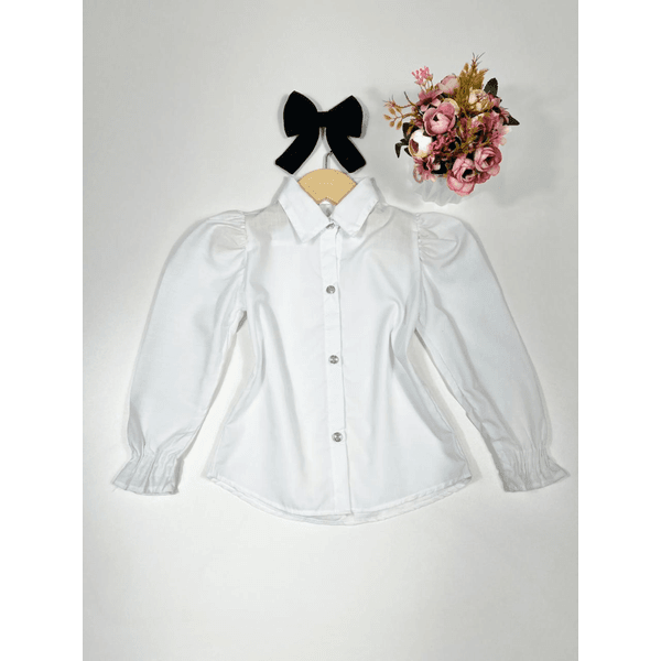 Blusa de Botão Manga Longa Branca